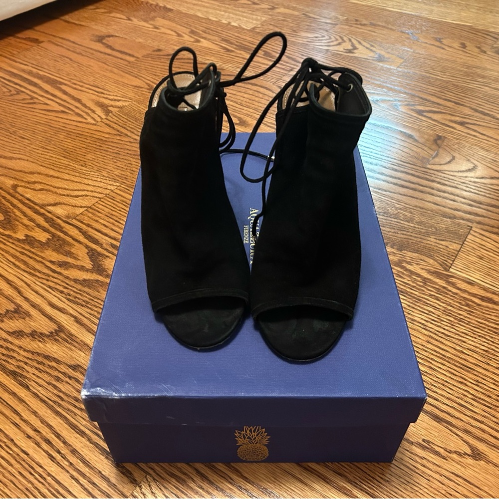Aquazzura Black Suede Heels